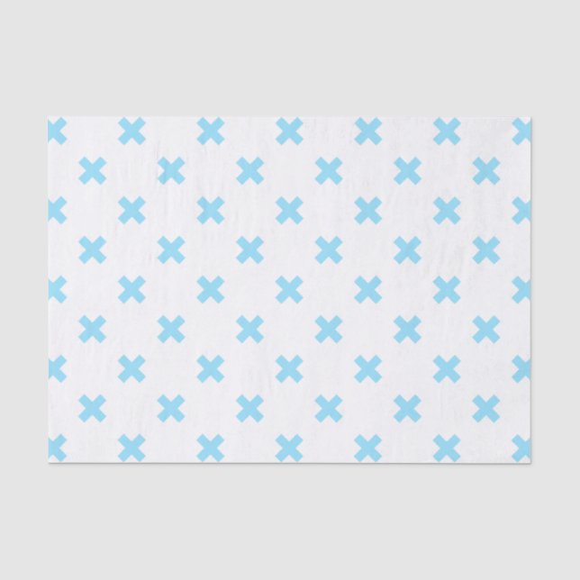 Papel De Seda Pontos crus azuis do bebê em branco (Frente )