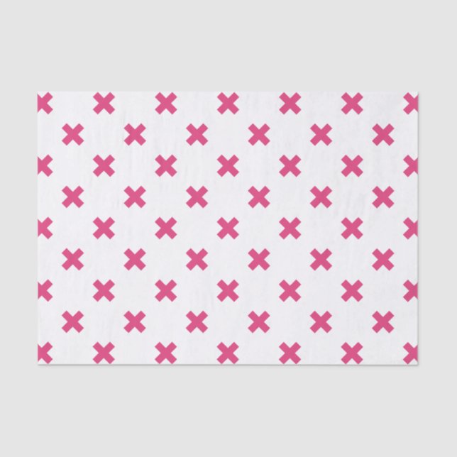 Papel De Seda Pontos cruzados de Fuchsia em branco (Frente )