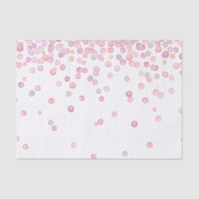Papel De Seda Pontos de Confetti com Aquarela Rosa-doce (Frente )