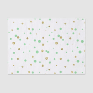 Papel De Seda Pontos de Confetti Glitter de Mint Faux Dourado
