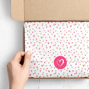 Papel De Seda Pontos de Confetti Rosa e Dourada