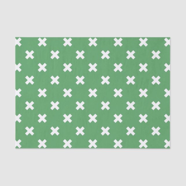 Papel De Seda Pontos de cruz brancos em verde (Frente )