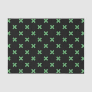 Papel De Seda Pontos de cruz verdes em preto