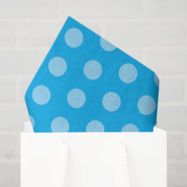 Papel De Seda Pontos Polka Azul Claro