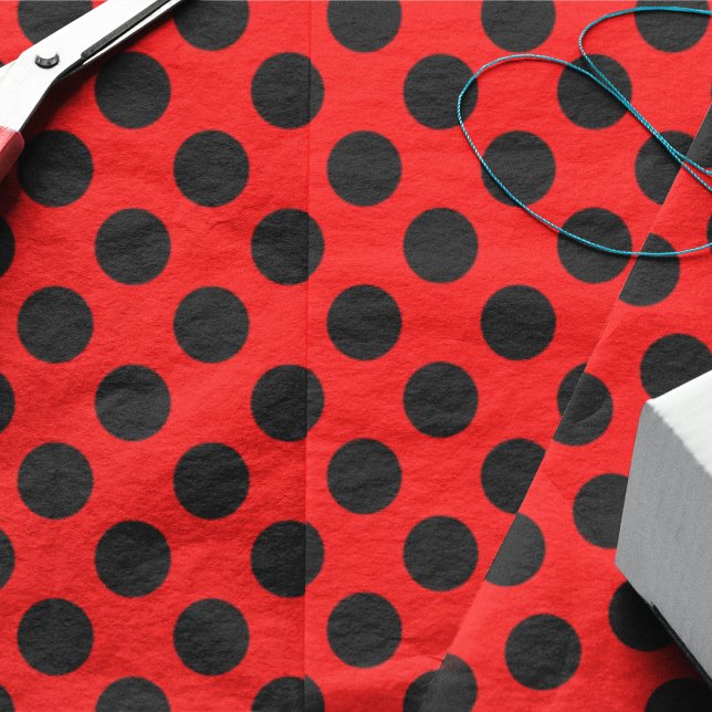 Papel De Seda Pontos Polka Vermelhos e Pretos (Criador carregado)