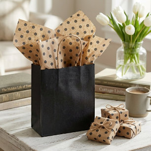 Papel De Seda Pontos Pretos Chic Simples em Kraft Marrom Rústico
