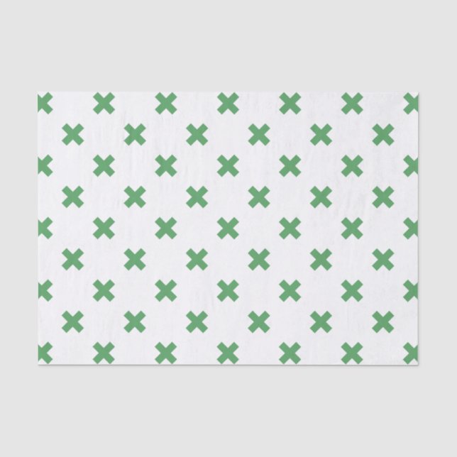 Papel De Seda Pontos verdes cruzados em branco (Frente )