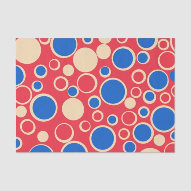 Papel De Seda Pontos Vermelhos E Azuis Em Vermelho (Frente )