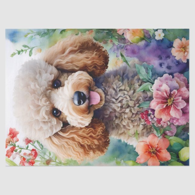 Papel De Seda Poodle Colorful Flowcolor Watercolor (Frente )
