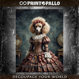 Papel De Seda Poodle Lady com vestido nobre elegante