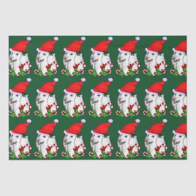 Papel De Seda Poodle Santa Hat Natal (Frente )