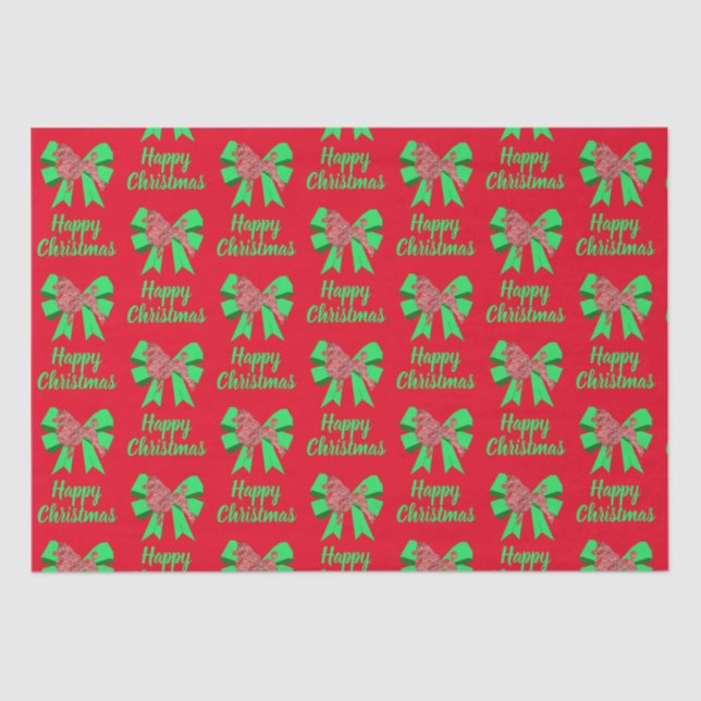 Papel De Seda Poodle Silhouette Red Christmas Dog & Green Arco (Frente )