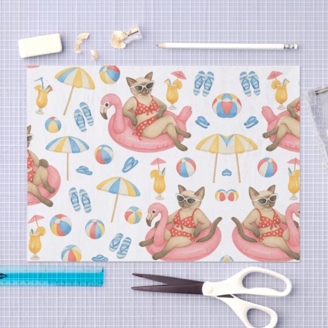 Papel De Seda Pool Party for Siamese Cat lovers  (Arte )
