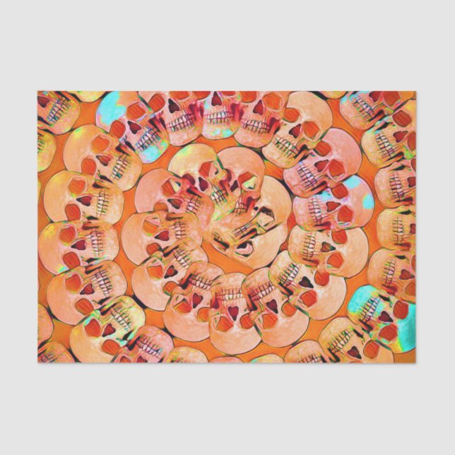 Papel De Seda Pop de Arte Laranja Legal Padrão Espiral Gótico (Frente )