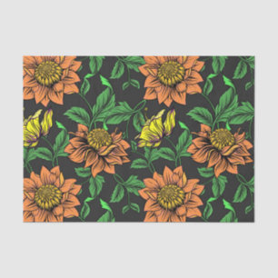 Papel De Seda Pop de Flores Brilhantes do Fundo Preto