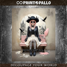 Papel De Seda Pop Pink Lady of Ravens