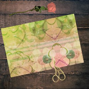 Papel De Seda Pop, verde-rosa,, cor-de-rosa, Abstrato Floral