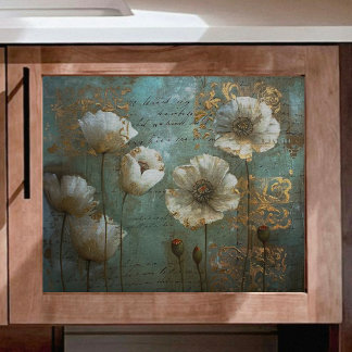 Papel De Seda Poppias brancas com desacoplamento teal