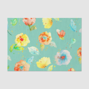 Papel De Seda Poppies de Aquarela de Mint