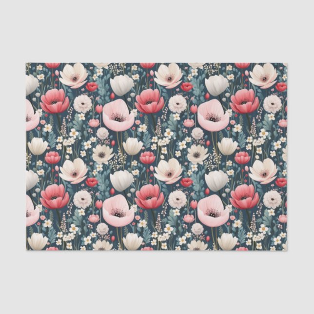 Papel De Seda Poppies Rosa bonito (Frente )