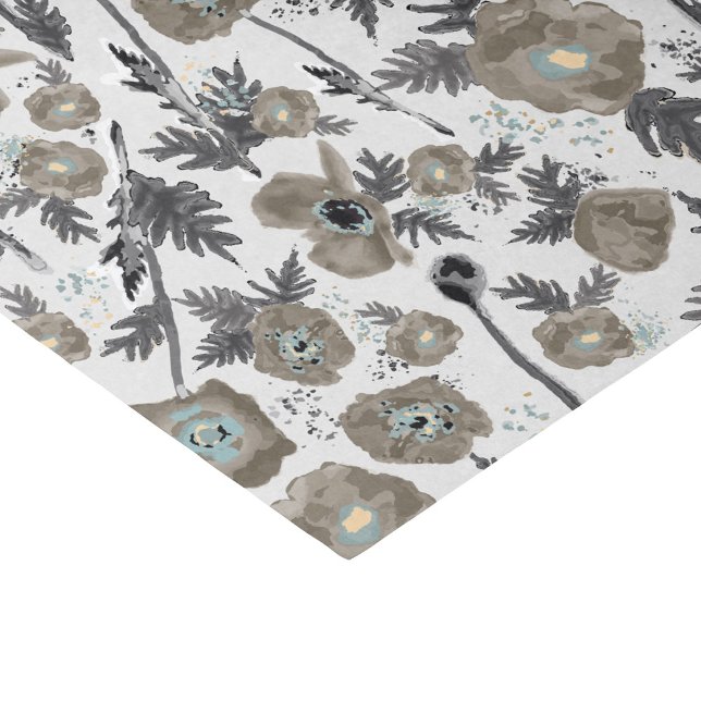 Papel De Seda Poppies Watercolor Floral Pattert Gift (Poppies Watercolor Floral Pattern Gift Tissue Paper from Studio Posies.)