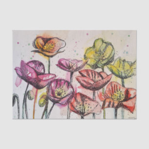 Papel De Seda Poppy Poppps Purple Watercolor Floral Flower