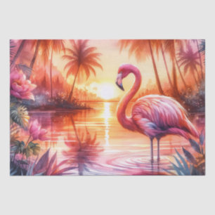 Papel De Seda Pôr do Sol Rosa Flamingo Tropical Decoupage