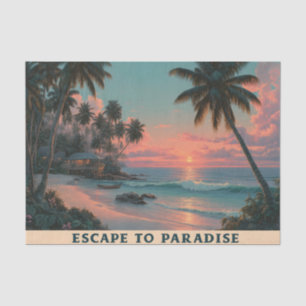 Papel De Seda Pôr do Sol Tropical Vibrante e Pinturesco na Praia