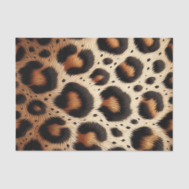 Papel De Seda Porcas de Peles de Leopardo bege e preto (Frente )
