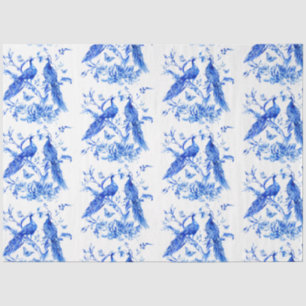 Papel De Seda Porcelana Blue Peacocks Decoupage