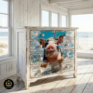 Papel De Seda Porco da Praia Natação Oceano Decoupage
