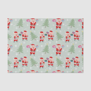 Papel De Seda Porco do papai noel que dá o teste padrão dos