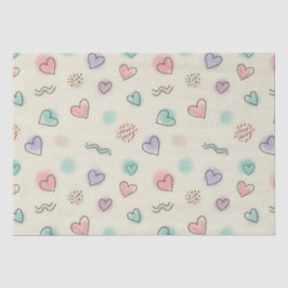 Papel De Seda Portas Reproduzíveis de Corações, Pontos e Linhas 