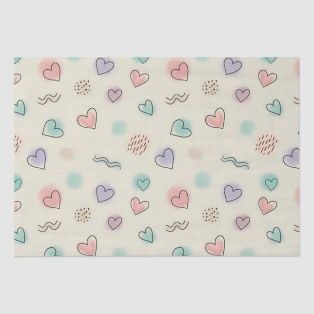 Papel De Seda Portas Reproduzíveis de Corações, Pontos e Linhas  (Frente )