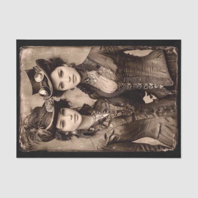 Papel De Seda Portrait of Two Steampunk Women DX5L Decoupage (Frente )