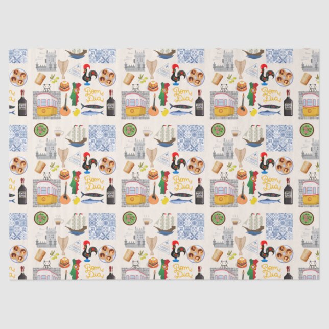 Papel De Seda Portugal - Símbolos Viagem Amantes (Frente )