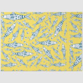 Papel De Seda Português Lisboa Sardinha Padrão Azulejos Amarelo