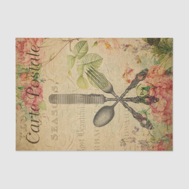 Papel De Seda Pós-Cartão Francês Ephemera Decoupage Set (Frente )