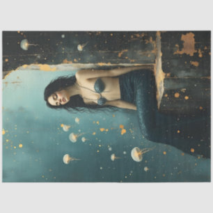 Papel De Seda Poster Fantasia de Sereia de Água-viva do Oceano