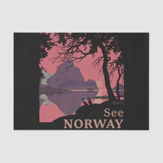 Papel De Seda Pôster Minimalista do Pôr do Sol na Noruega - Fior (Frente )