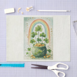 Papel De Seda Pote de Ouro e Arco-Íris Vintage