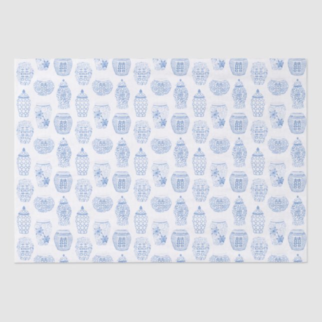 Papel De Seda Potência Chinesa De Jar De Gengibre Branco, Pinta  (Frente )