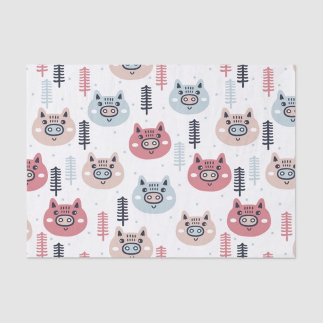 Papel De Seda Pouco Natal Piggies festivo (Frente )