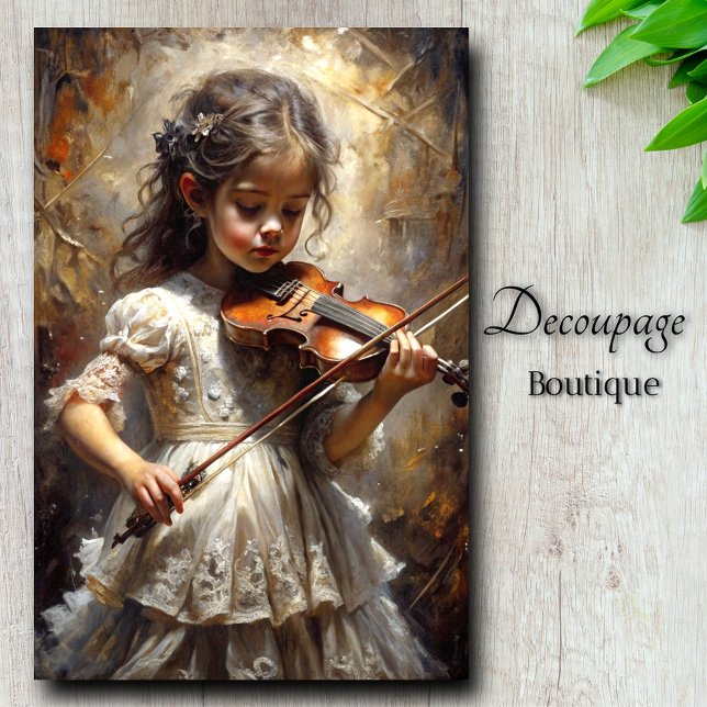 Papel De Seda Pouco Virtuoso Encantando A Dissociação Violinista (Little Virtuoso Enchanting Violinist Decoupage Tissue Paper By Decoupage Boutique)