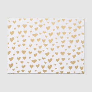 Papel De Seda Poucos corações Dourados no fundo do branco da