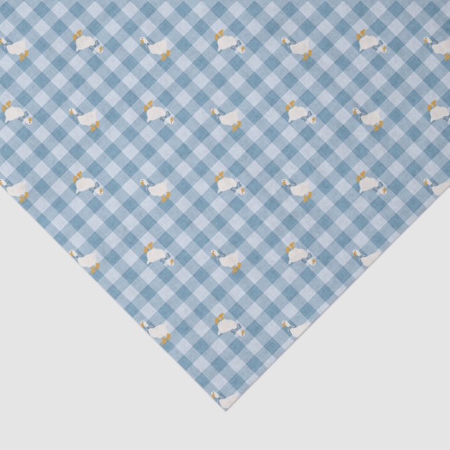 Papel De Seda Powder Blue Gingham Goose Checkered  (Detalhes)