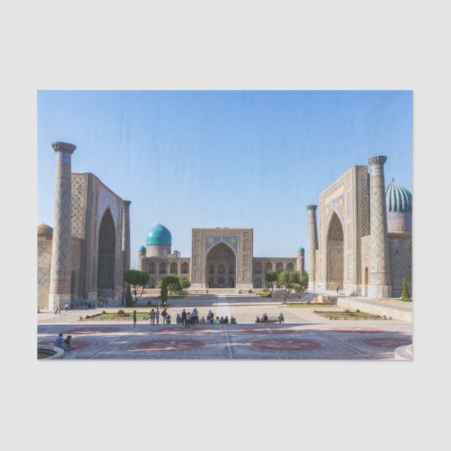 Papel De Seda Praça Registan - Samarkand, Uzbequistão, Ásia (Frente )