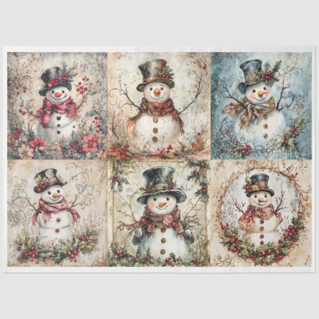 Papel De Seda Praças de Natal Snowman (Frente )
