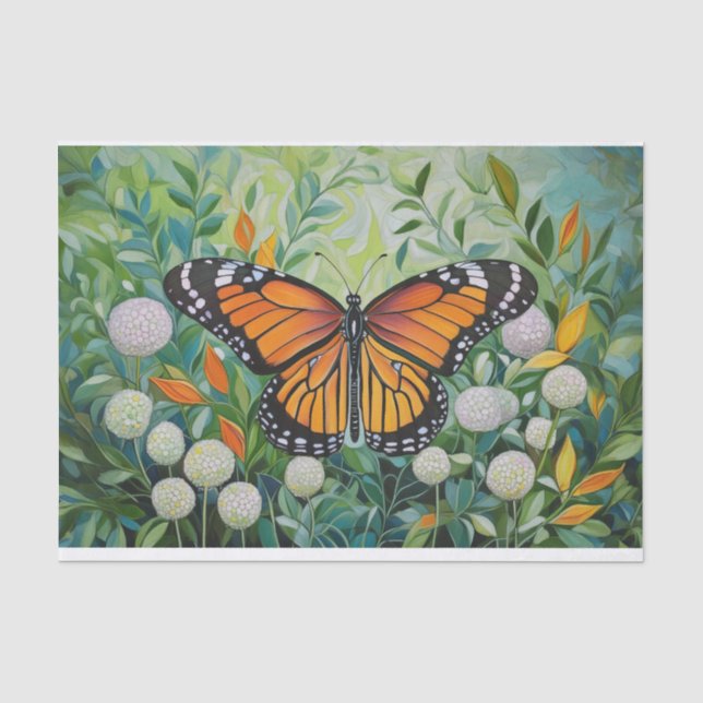Papel De Seda Prado da Borboleta, Monarca e Sonhos de Dente-de-L (Frente )