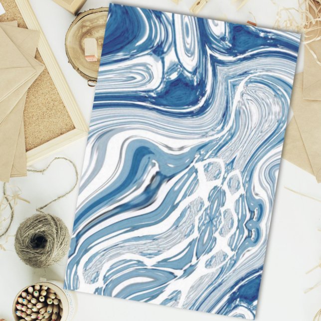 Papel De Seda praia de verão ondas náuticas aquarelas espirais a (summer beach nautical waves watercolor blue swirls tissue paper)